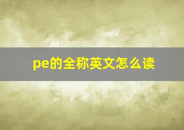 pe的全称英文怎么读