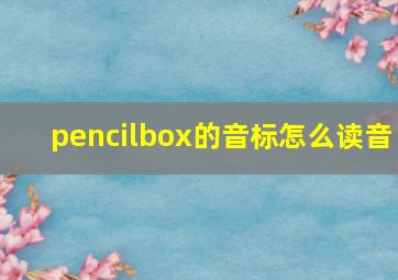 pencilbox的音标怎么读音