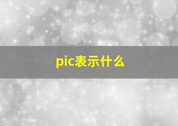 pic表示什么