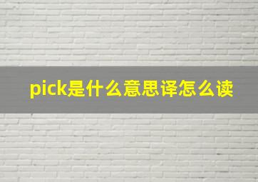 pick是什么意思译怎么读