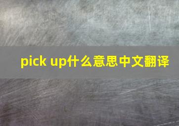 pick up什么意思中文翻译