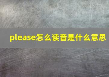 please怎么读音是什么意思