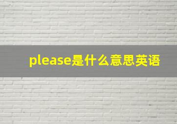 please是什么意思英语