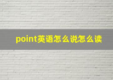 point英语怎么说怎么读