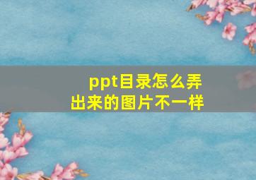 ppt目录怎么弄出来的图片不一样