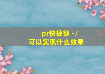 pr快捷键+-/可以实现什么效果