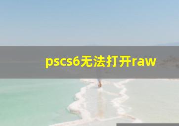 pscs6无法打开raw