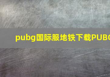 pubg国际服地铁下载PUBG