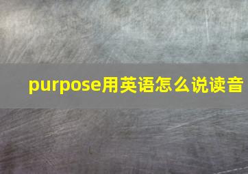 purpose用英语怎么说读音