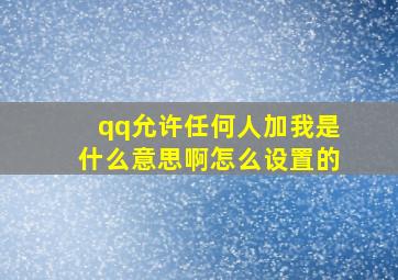 qq允许任何人加我是什么意思啊怎么设置的