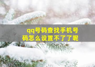 qq号码查找手机号码怎么设置不了了呢