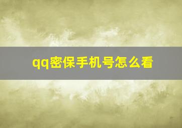 qq密保手机号怎么看