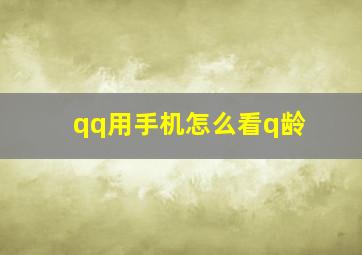 qq用手机怎么看q龄