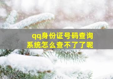 qq身份证号码查询系统怎么查不了了呢