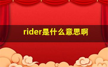 rider是什么意思啊