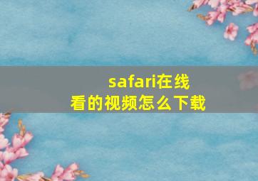 safari在线看的视频怎么下载