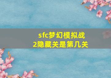 sfc梦幻模拟战2隐藏关是第几关