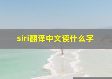 siri翻译中文读什么字