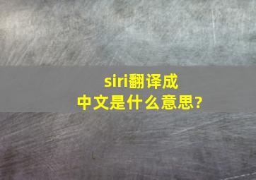 siri翻译成中文是什么意思?