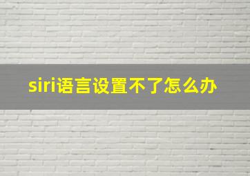 siri语言设置不了怎么办