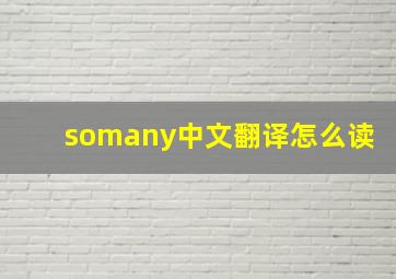 somany中文翻译怎么读