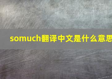 somuch翻译中文是什么意思