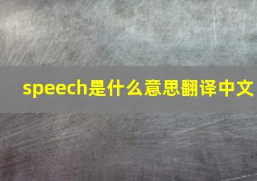 speech是什么意思翻译中文