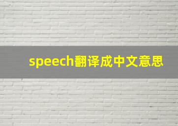 speech翻译成中文意思