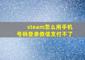 steam怎么用手机号码登录微信支付不了