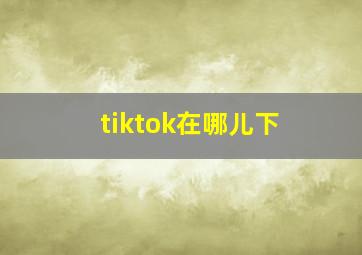 tiktok在哪儿下