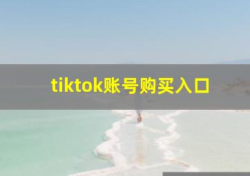 tiktok账号购买入口