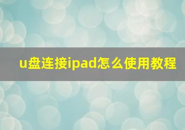 u盘连接ipad怎么使用教程