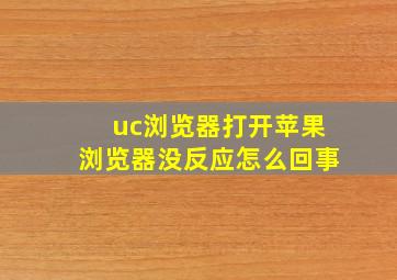 uc浏览器打开苹果浏览器没反应怎么回事