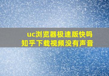 uc浏览器极速版快吗知乎下载视频没有声音