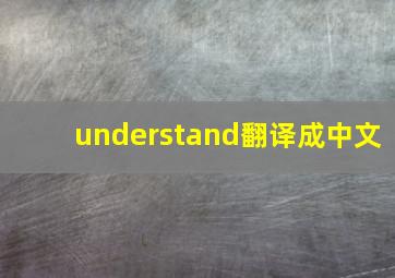 understand翻译成中文