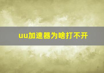 uu加速器为啥打不开