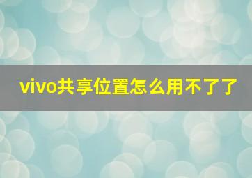 vivo共享位置怎么用不了了