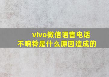 vivo微信语音电话不响铃是什么原因造成的