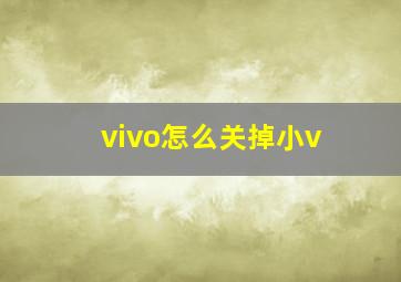 vivo怎么关掉小v