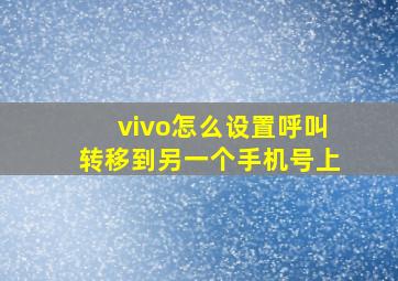 vivo怎么设置呼叫转移到另一个手机号上