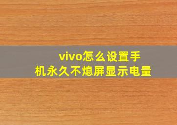 vivo怎么设置手机永久不熄屏显示电量