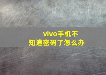 vivo手机不知道密码了怎么办