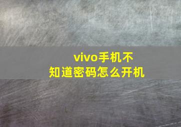 vivo手机不知道密码怎么开机