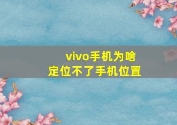 vivo手机为啥定位不了手机位置