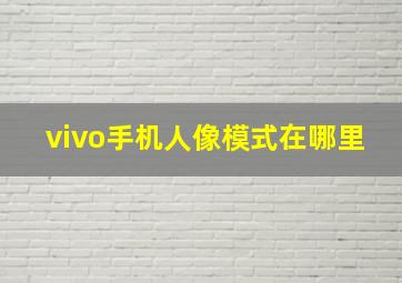 vivo手机人像模式在哪里