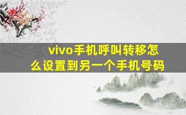 vivo手机呼叫转移怎么设置到另一个手机号码