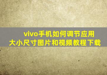 vivo手机如何调节应用大小尺寸图片和视频教程下载