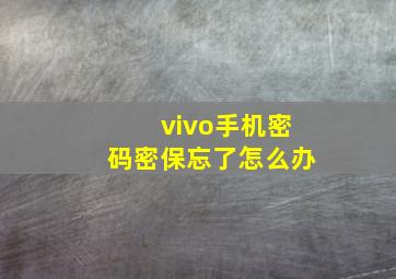 vivo手机密码密保忘了怎么办