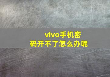 vivo手机密码开不了怎么办呢