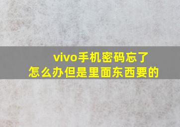 vivo手机密码忘了怎么办但是里面东西要的